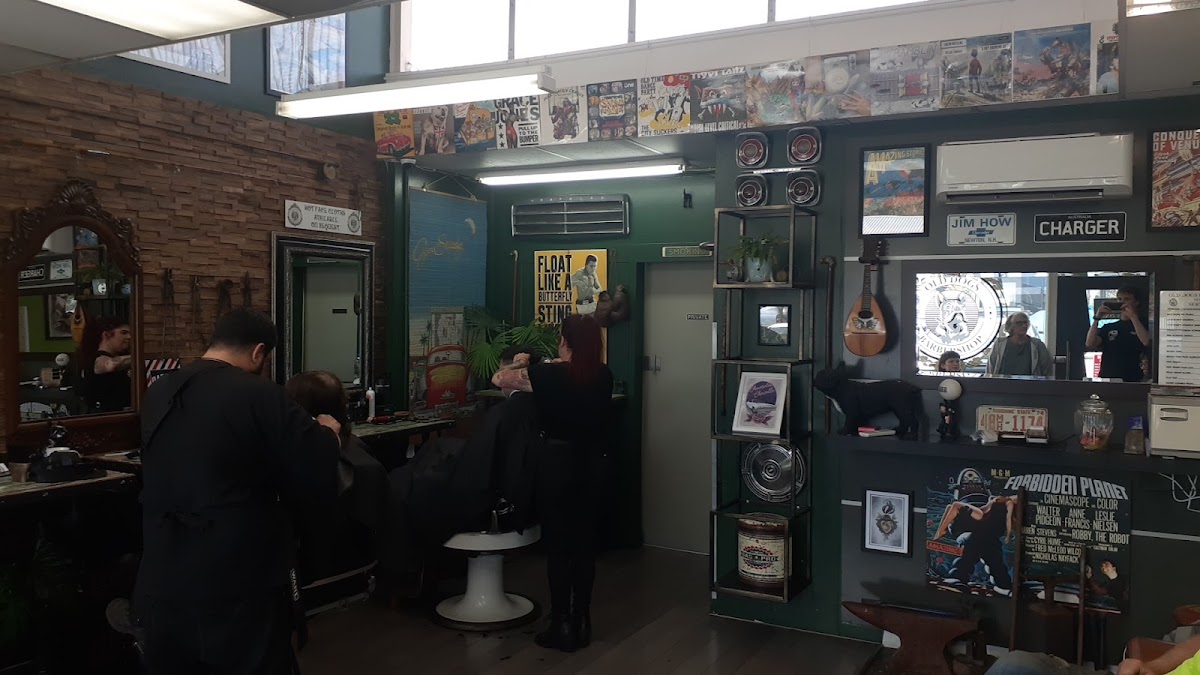 Wide view of the shop with movie posters and memorabilia
